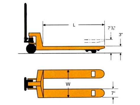 standard dimension of pallet truck forks
